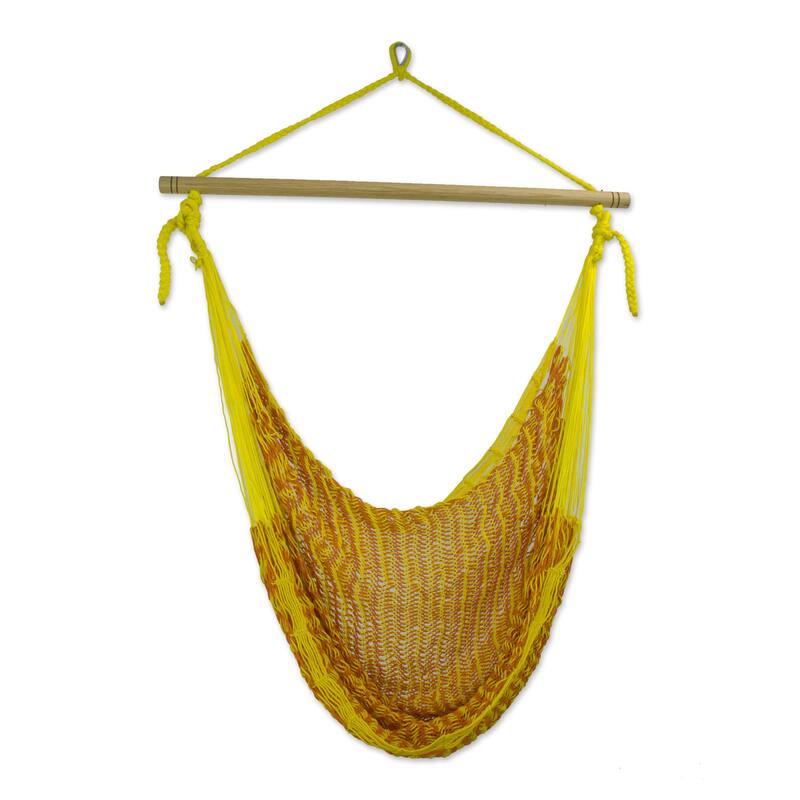 Handmade Cotton 'Maya Sunflower' Hammock Swing Chair (Mexico) - Solid