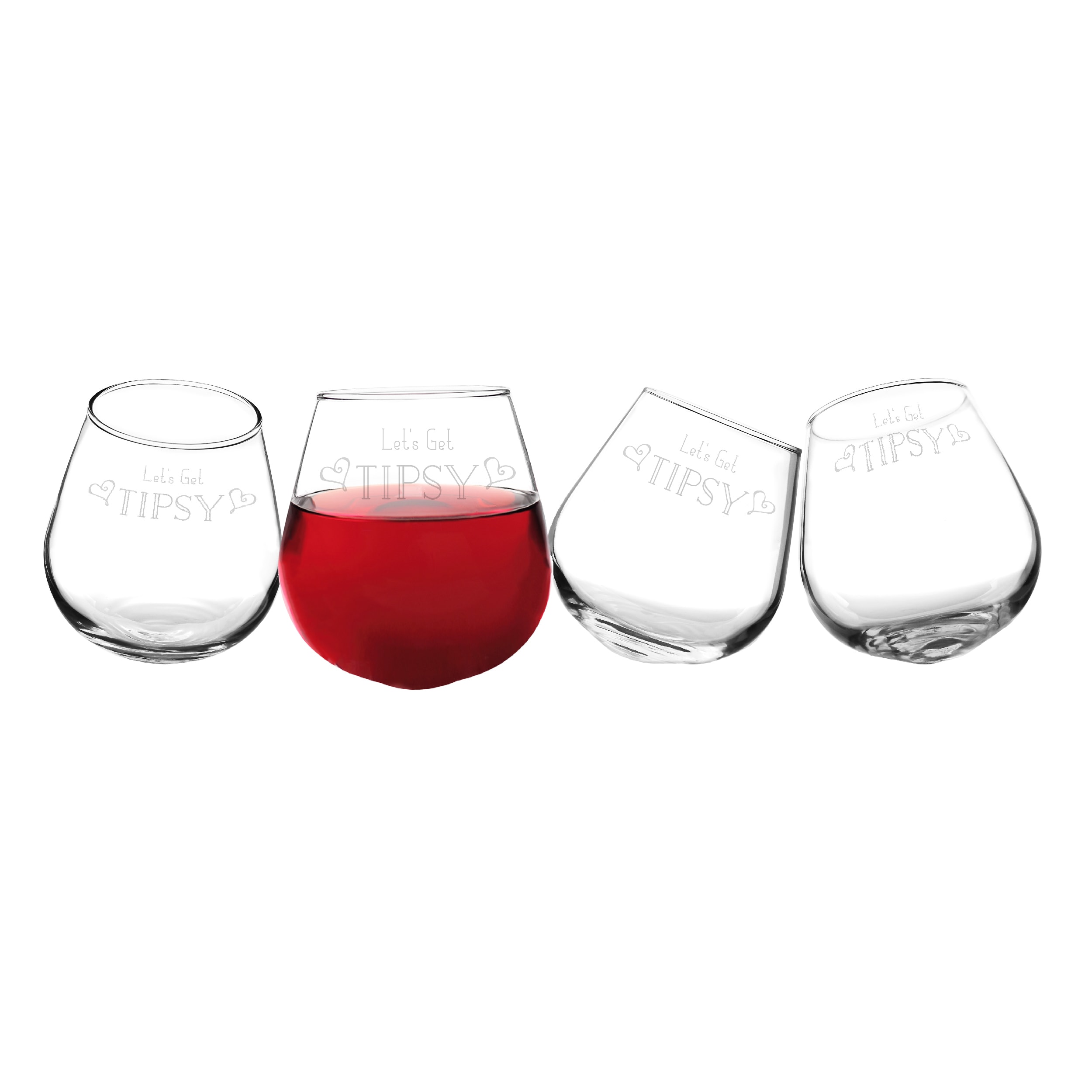 Tipsy Wine Glasses: Set of two delightfully curve wine glasses.