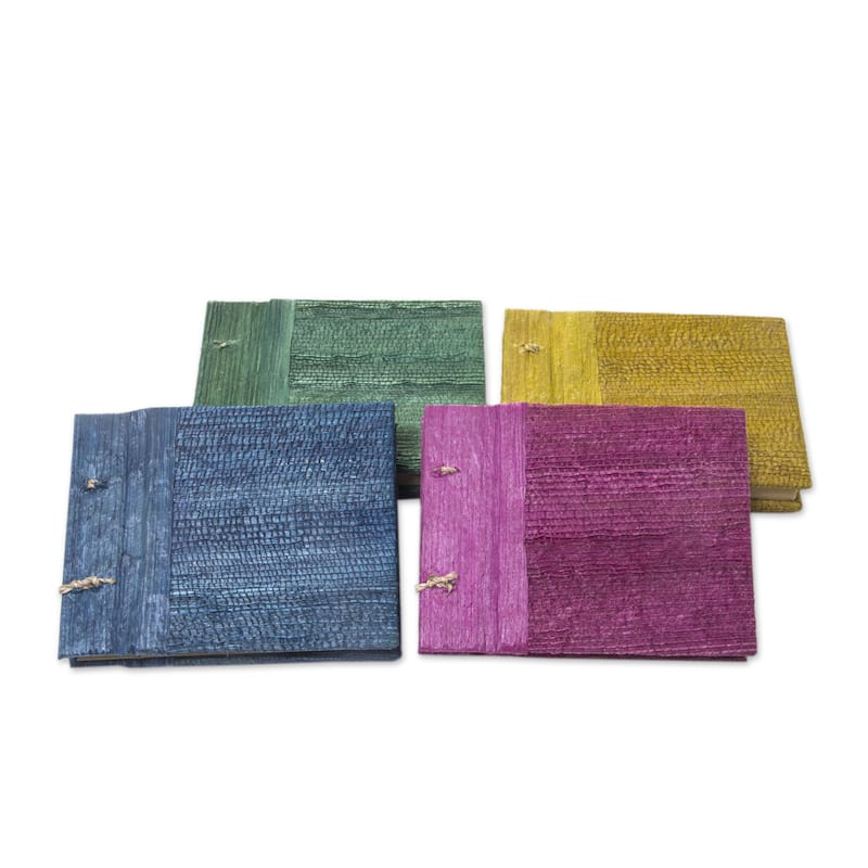 Handmade Set of 4 Natural Fiber 'Ubud Memoirs' Journals (Indonesia)