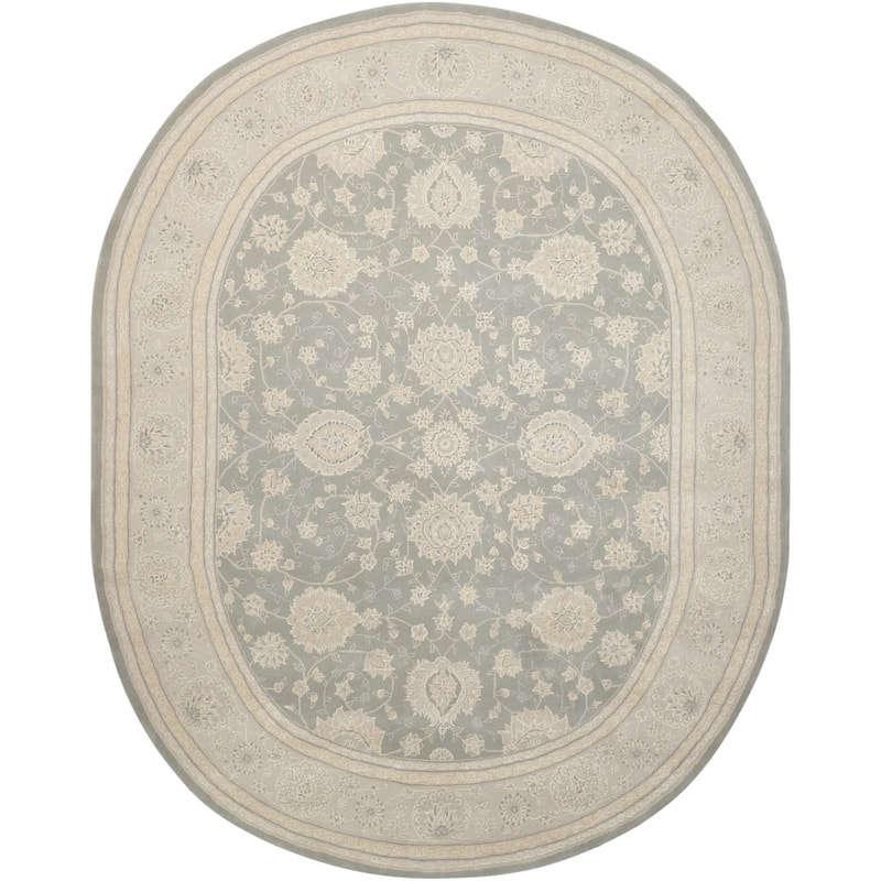 Nourison Hand-tufted Persian Floral Traditional Area Rug - 7' 6" x 9' 6" - Slate - Oval