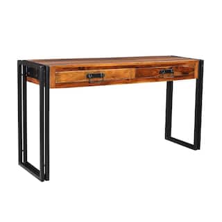 Timbergirl Solid Seesham Wood Console Table with Metal Legs - 60"L x 16"W x 31.5"H