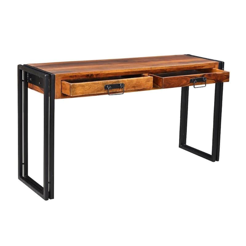 Timbergirl Solid Seesham Wood Console Table with Metal Legs - 60"L x 16"W x 31.5"H