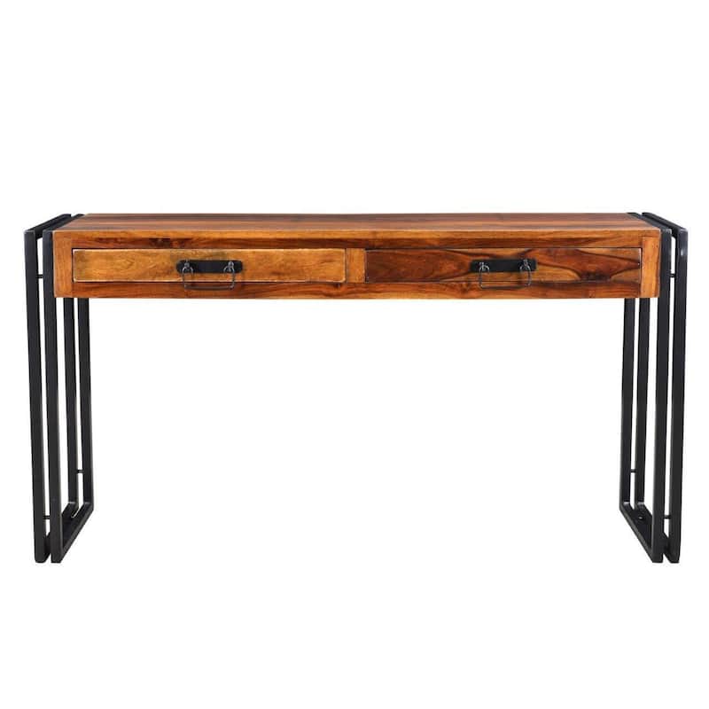 Timbergirl Solid Seesham Wood Console Table with Metal Legs - 60"L x 16"W x 31.5"H