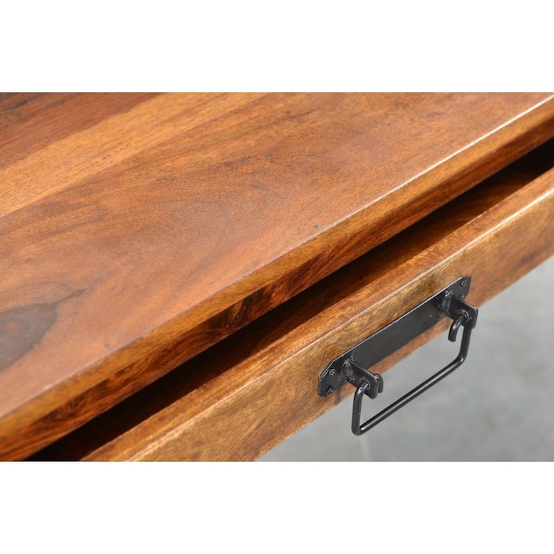 Timbergirl Solid Seesham Wood Console Table with Metal Legs - 60"L x 16"W x 31.5"H