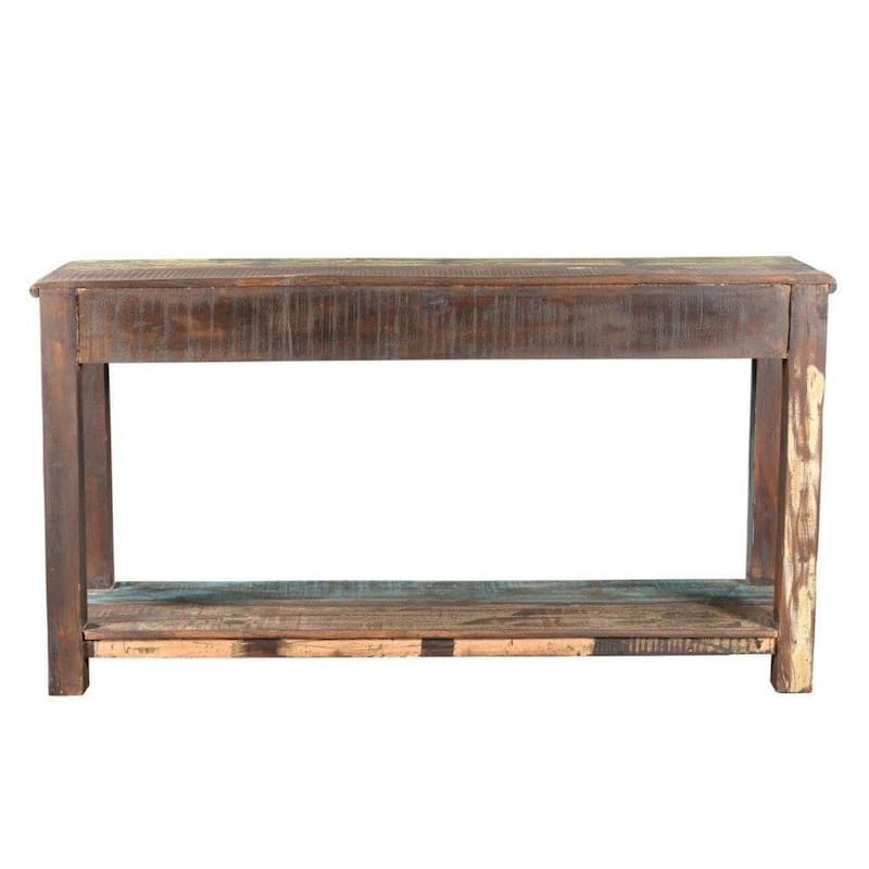 Handmade Multicolor Recycled Wood Console Table (India) - 60" x 16" x 31.5"