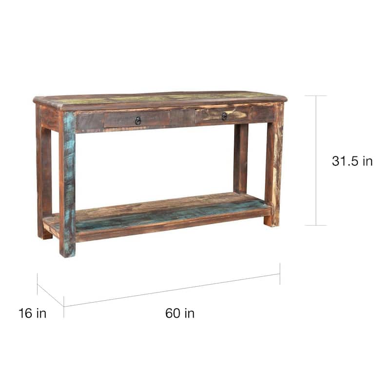 Handmade Multicolor Recycled Wood Console Table (India) - 60" x 16" x 31.5"