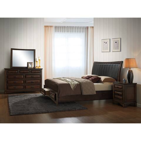 Roundhill Furniture Broval 179 Light Espresso 5-piece Wood Queen Bedroom Set