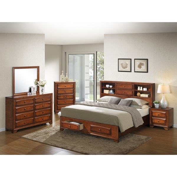 Shop Asger Antique Oak Finish Wood Queen-size 5-piece ...