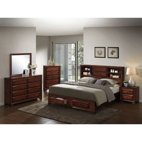 Asger Antique Oak Finish Wood Queen-size 5-piece Bedroom Set