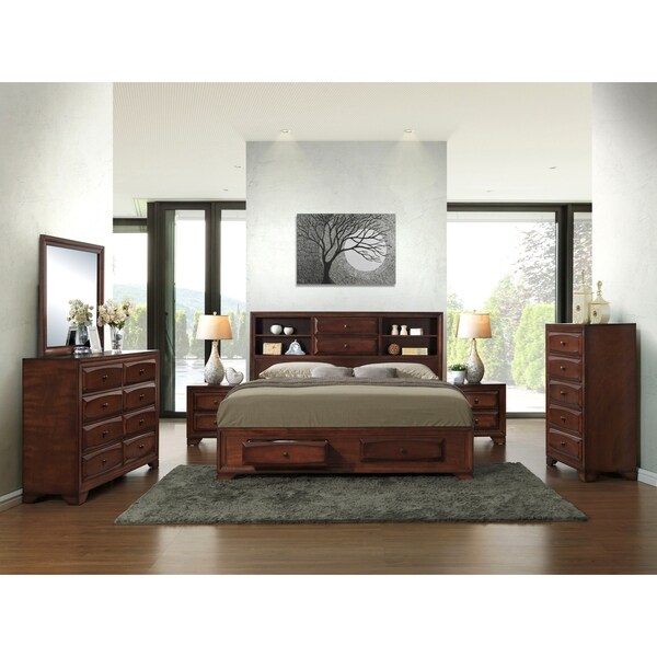 Asger Antique Oak Finish Wood King-Size 6-piece Bedroom ...