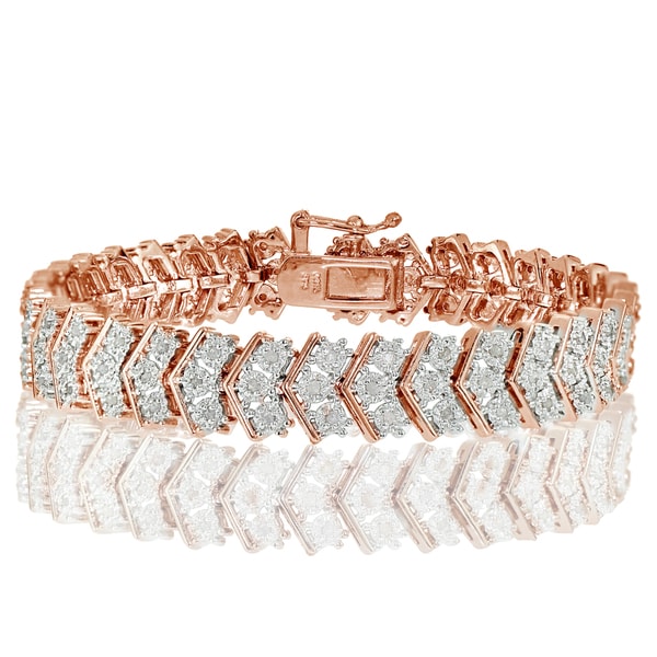 DB Designs Silvertone 1ct TDW Diamond Miracle-Set Chevron Tennis Bracelet