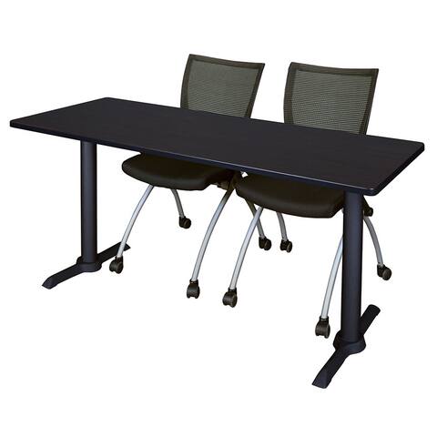 Regency Seating Cain Black Wood Laminate 72-inch x 24-inch Training Table and 2 Apprentice Chairs