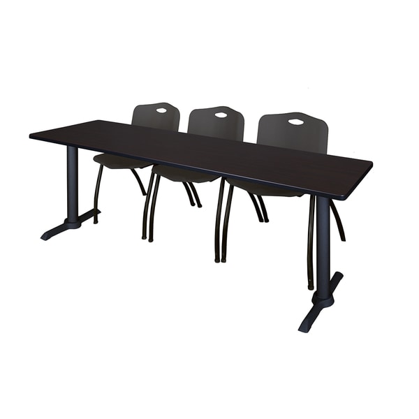 Cain Black 84-inch x 24-inch Training Table With 3 Stackable Chairs