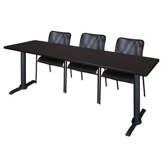 Cain Black 84-inch x 24-inch Training Table with 3 Mario Stack Chairs ...