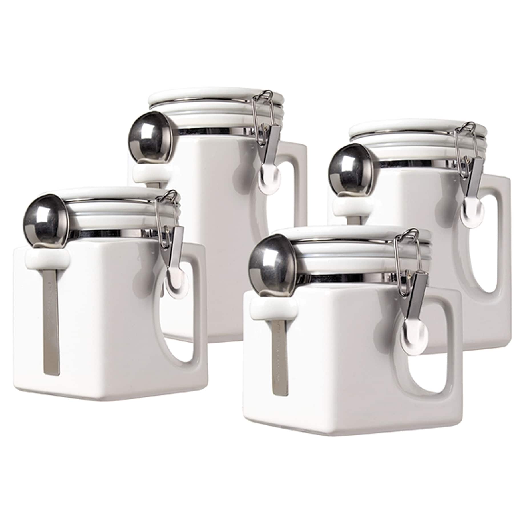 Oggi Corporation 5336.1 White Ceramic EZ Grip Handle Canister Set