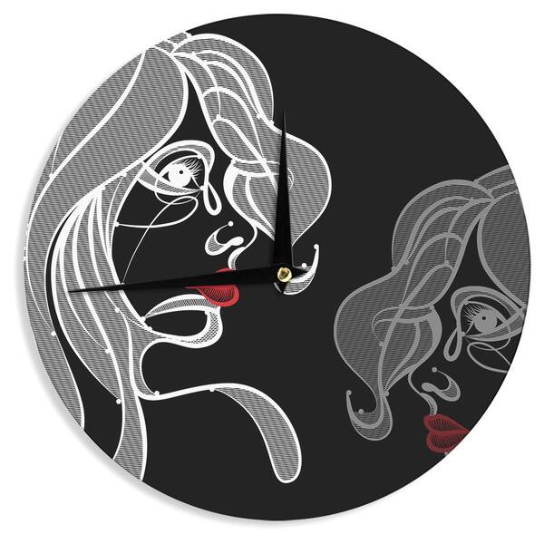 KESS InHouse Maria Bazarova 'Red Lips' Red People Wall Clock Bed Bath & Beyond 12596565