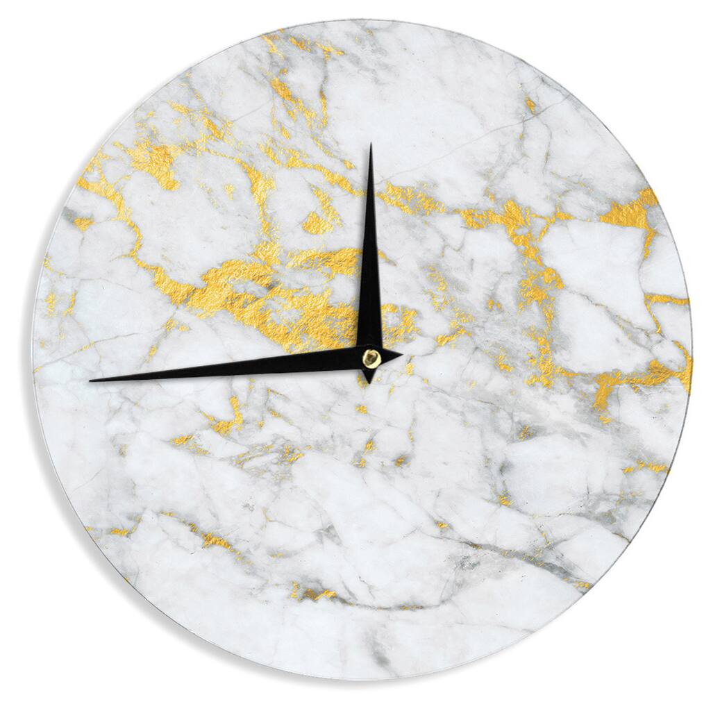 KESS InHouse KESS Original 'Gold Flake' Marble Metal Wall Clock - 12"