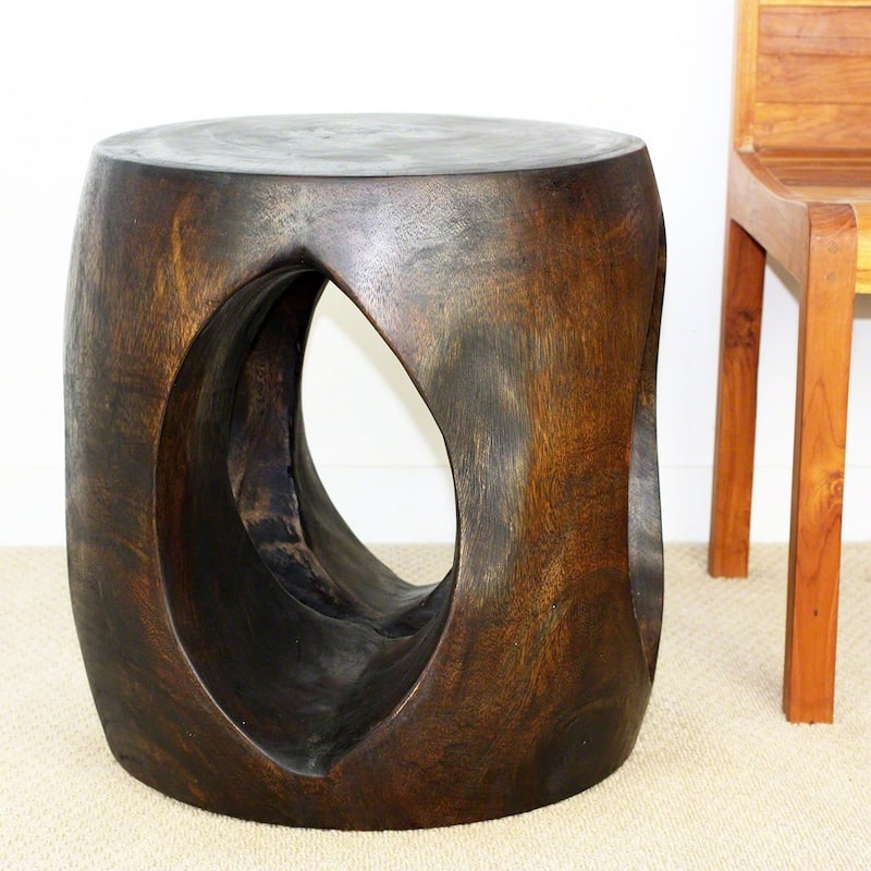 Handmade Wood Oval Windows Sofa Table (Thailand) - 20" x 20" x 20"