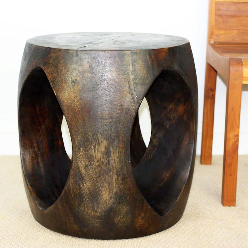 Handmade Wood Oval Windows Sofa Table (Thailand) - 20" x 20" x 20"