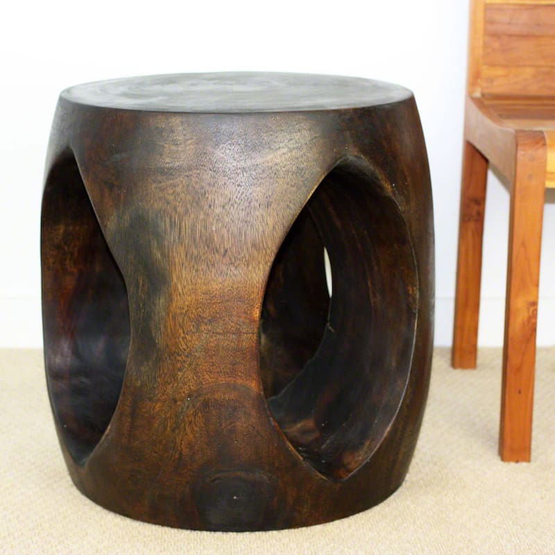 Handmade Wood Oval Windows Sofa Table (Thailand) - 20" x 20" x 20"