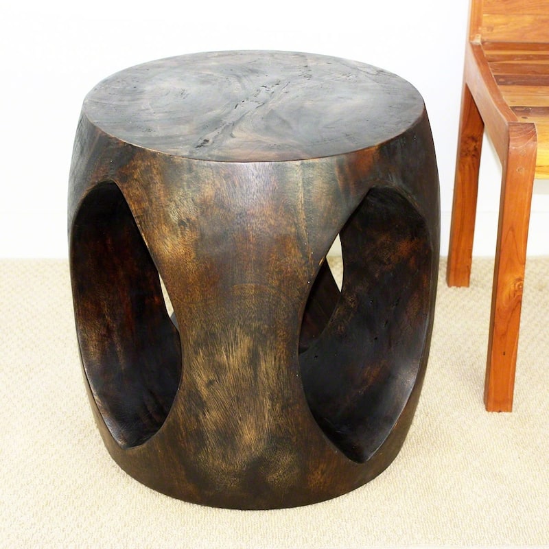 Handmade Wood Oval Windows Sofa Table (Thailand) - 20" x 20" x 20"