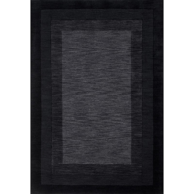 Alexander Home Helena Border Pattern Hand-tufted Pure Wool Rug - 9' 3" x 13' - Grey/Charcoal - Rectangle