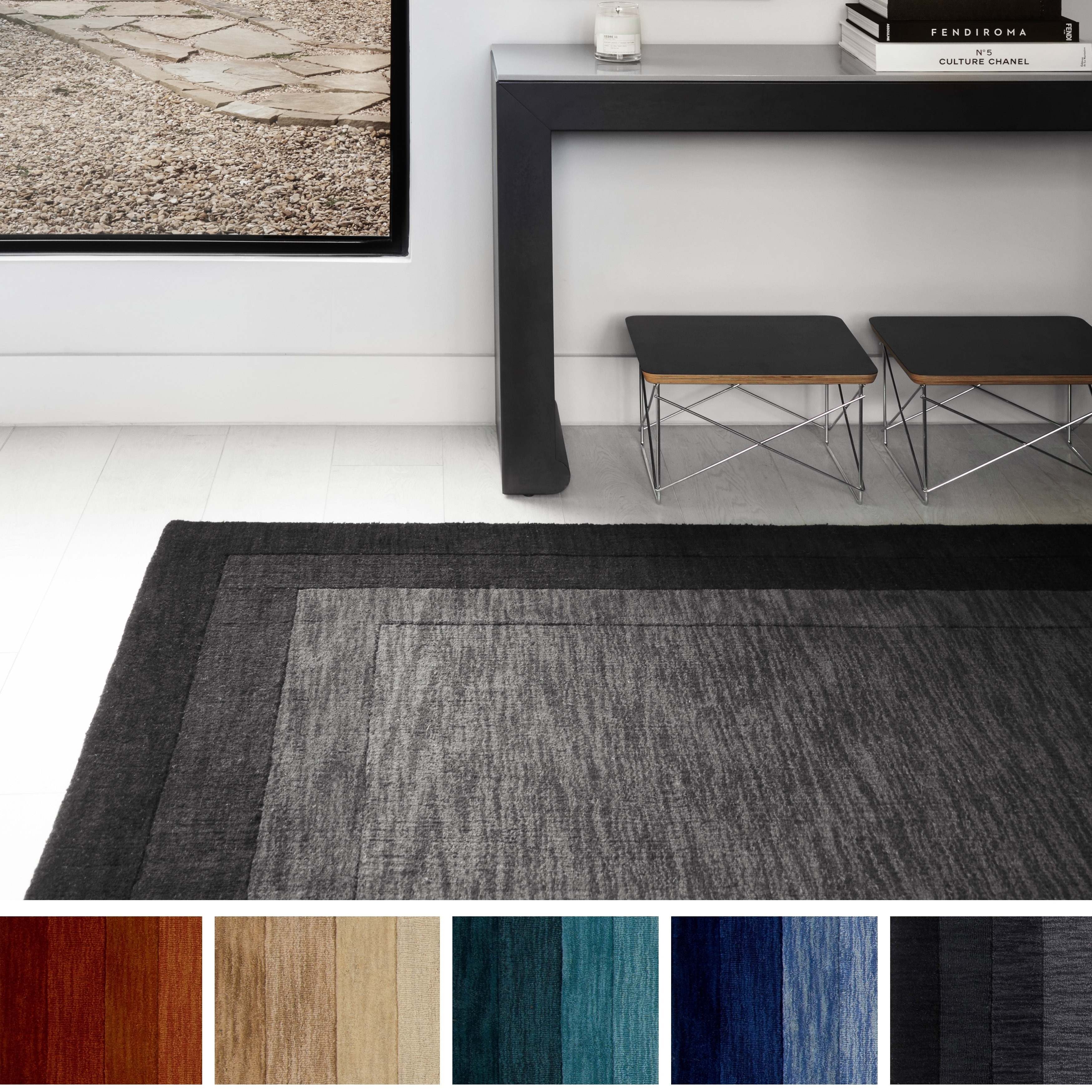 Alexander Home Helena Border Pattern Hand-tufted Pure Wool Rug