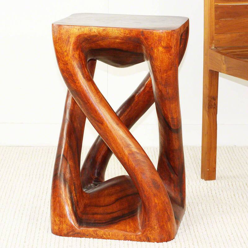 Haussmann® Wood Vine Twist Stool Accent Table 14 in x 23 in H Cherry Oil - 14 x 14 x 23