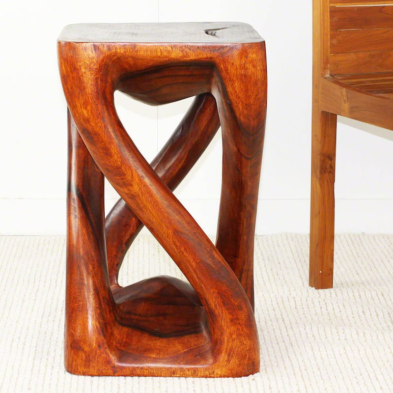 Haussmann® Wood Vine Twist Stool Accent Table 14 in x 23 in H Cherry Oil - 14 x 14 x 23