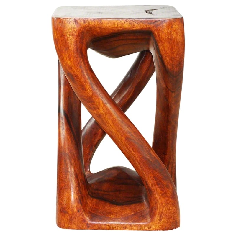 Haussmann® Wood Vine Twist Stool Accent Table 14 in x 23 in H Cherry Oil - 14 x 14 x 23