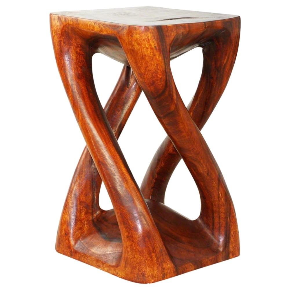 Haussmann® Wood Vine Twist Stool Accent Table 14 in x 23 in H Cherry Oil - 14 x 14 x 23