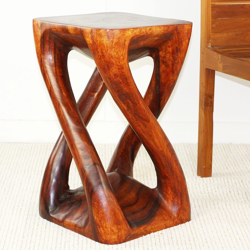 Haussmann® Wood Vine Twist Stool Accent Table 14 in x 23 in H Cherry Oil - 14 x 14 x 23