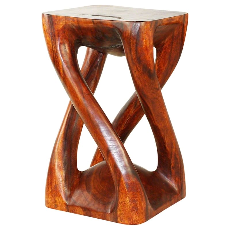 Haussmann® Wood Vine Twist Stool Accent Table 14 in x 23 in H Cherry Oil - 14 x 14 x 23