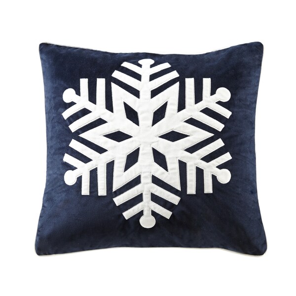 Madison Park Velvet Snowflake Navy Square Throw Pillow - Free Shipping On Orders Over $45 ...