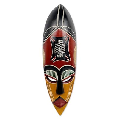 Handcrafted Sese Wood Safety and Security African Mask (Ghana)
