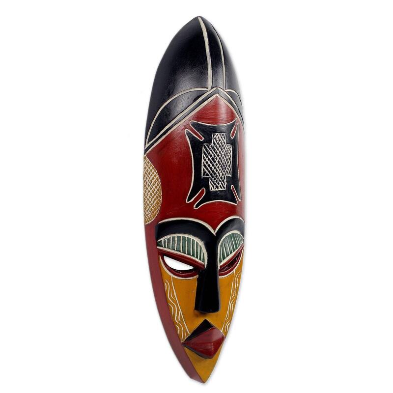 Handcrafted Sese Wood Safety and Security African Mask (Ghana)