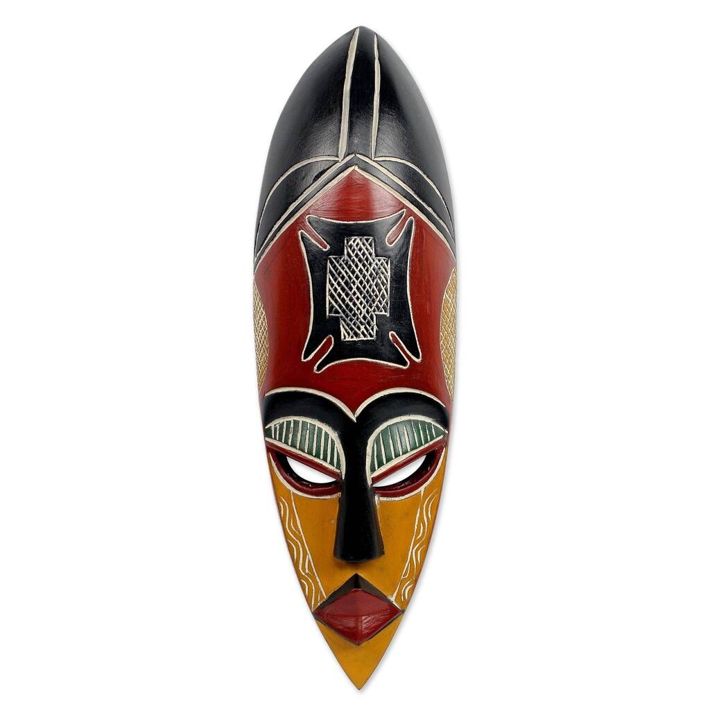 Handcrafted Sese Wood Safety and Security African Mask (Ghana)