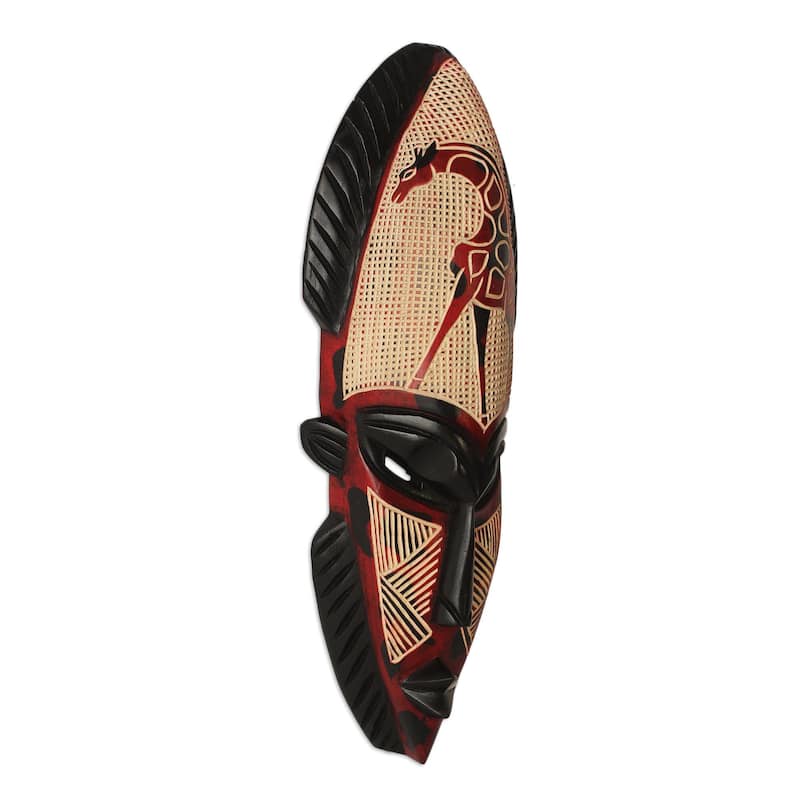 Handmade Giraffe Spirit II Sese Wood Mask (Ghana)