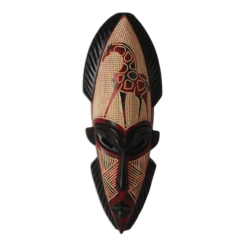 Handmade Giraffe Spirit II Sese Wood Mask (Ghana)
