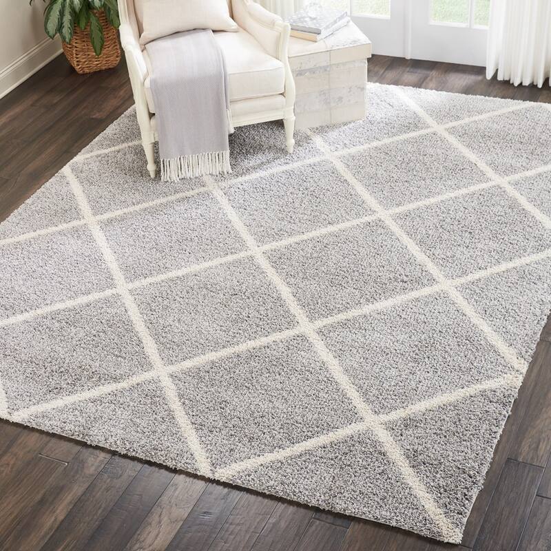 Nourison Brisbane Large Diamond Geometric Modern Shag Area Rug