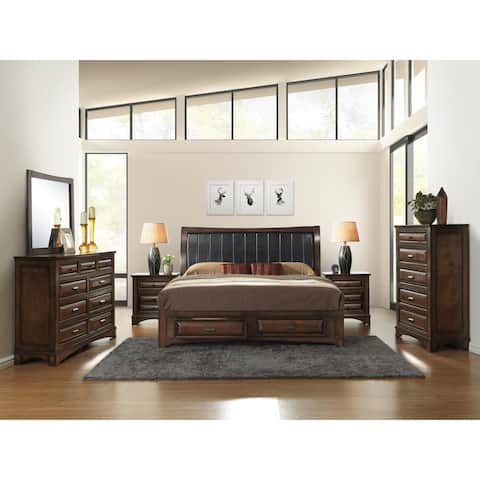 Roundhill Furniture Strick & Bolton Petruzzy Espresso-finished Queen Bed Set
