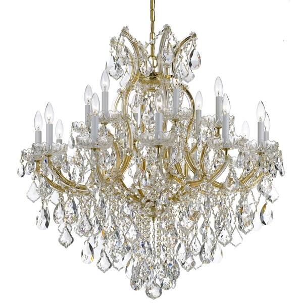 slide 1 of 1, Maria Theresa 19-light Gold/ Crystal Chandelier - Gold