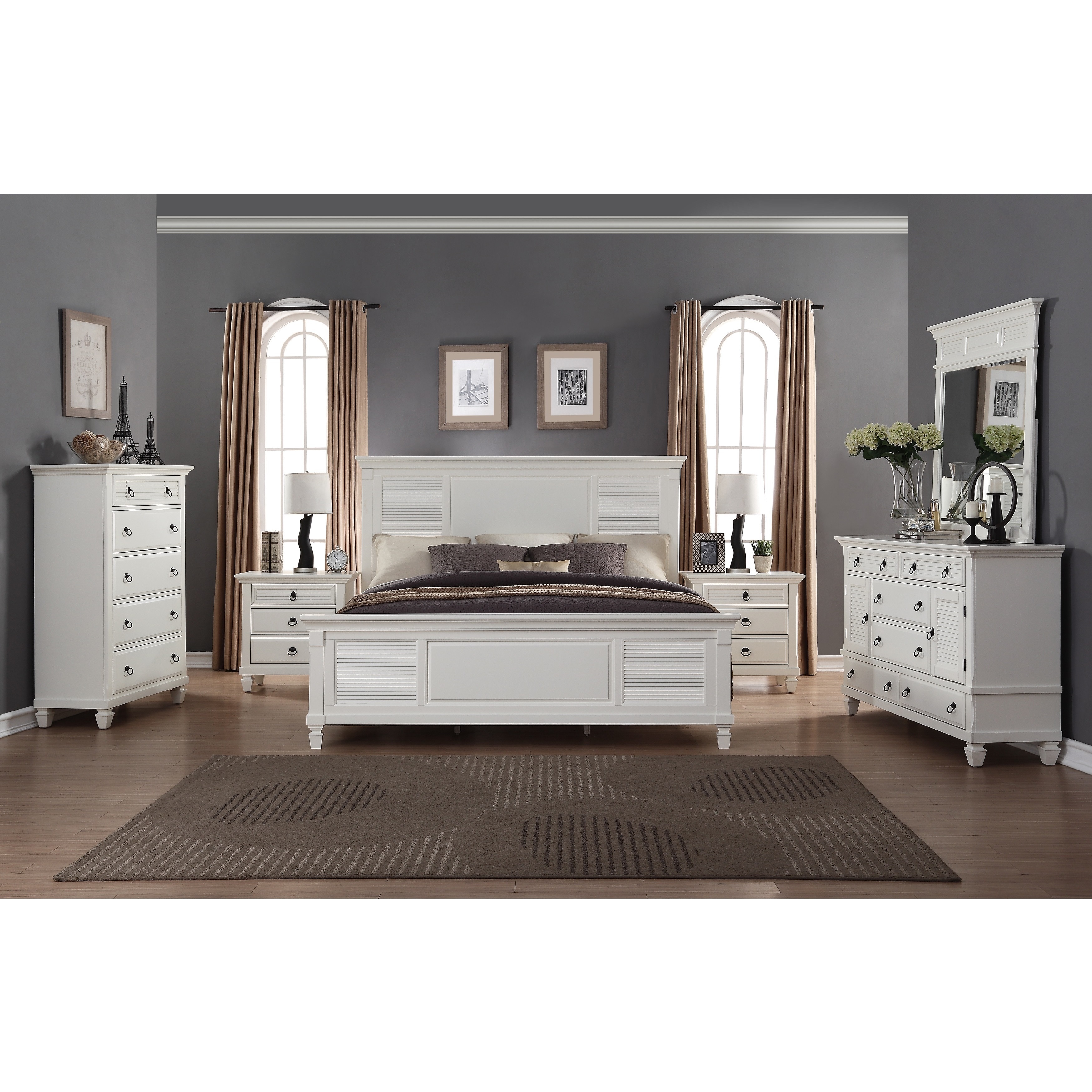 Regitina White 6 Piece Queen Size Bedroom Furniture Set