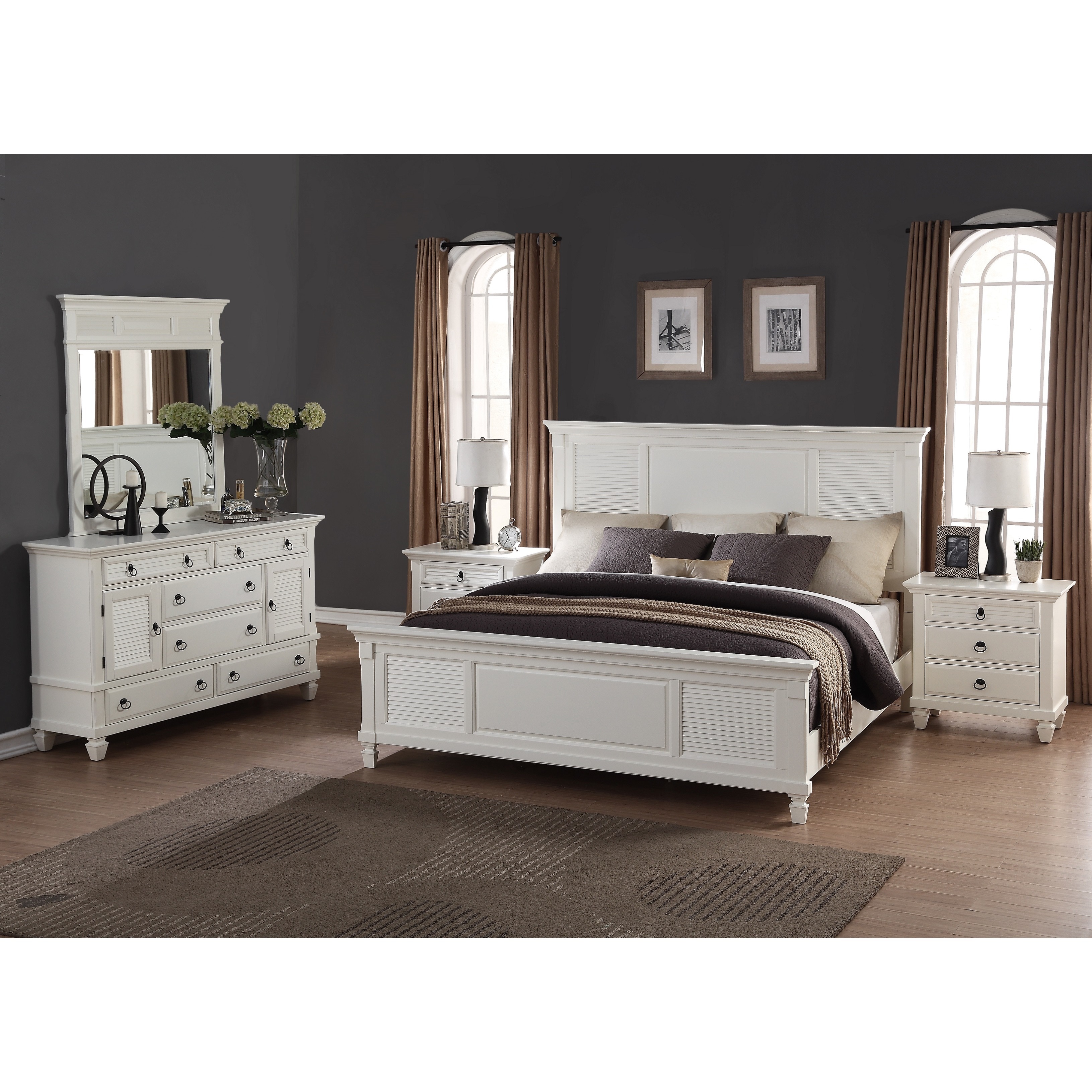 Regitina White 5 Piece Queen size Bedroom Furniture Set 