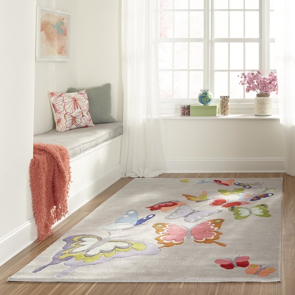 Momeni Lil Mo Whimsy Grey Erfly Garden Hand Tufted And Momeni Lil Mo Whimsy Grey Erfly Garden Hand Tufted And Carved Rug