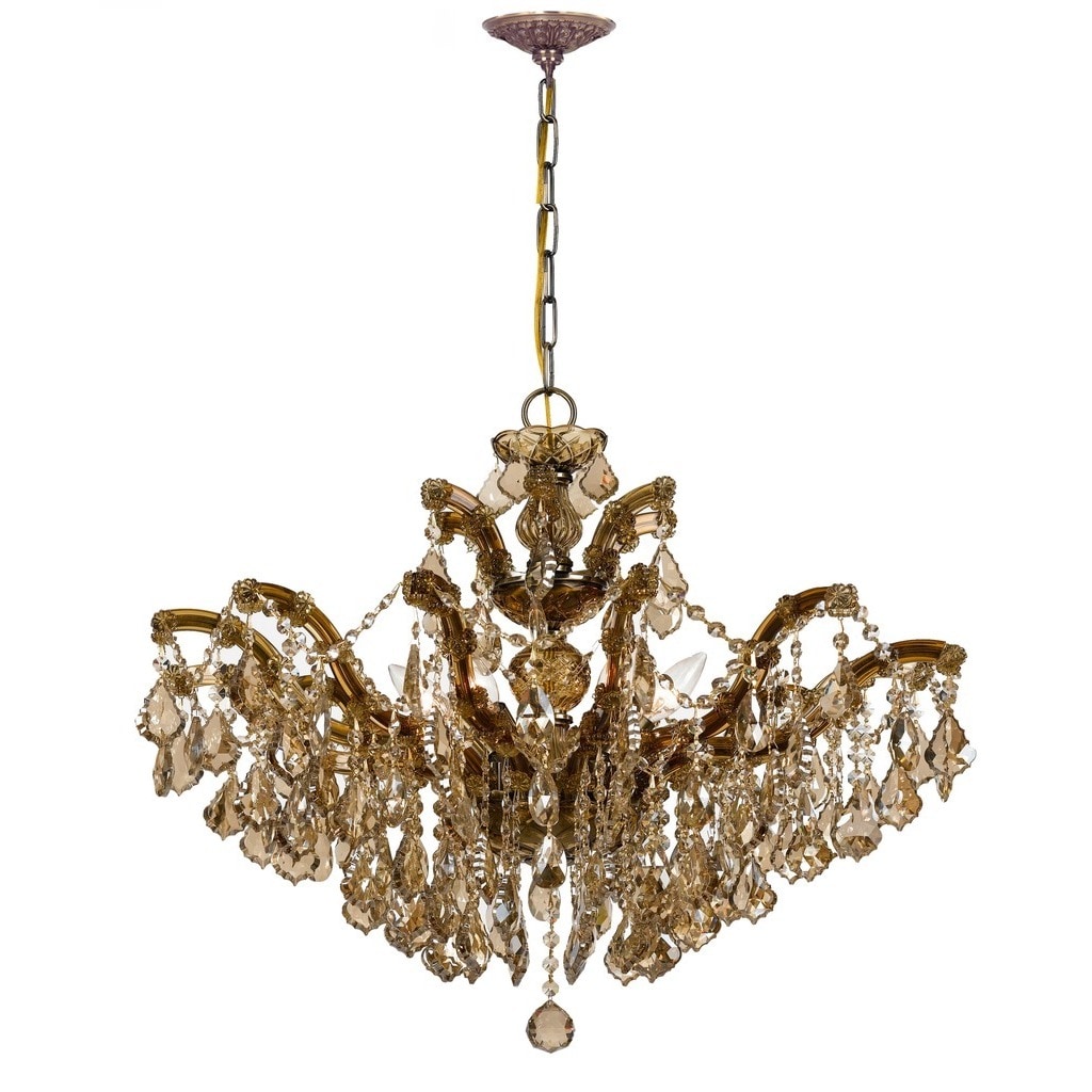 Crystorama Maria Theresa Collection 6-light Antique Brass/Golden Teak Swarovski Strass Crystal Chandelier - Gold - Chandeliers For Bedrooms by Overstock.com