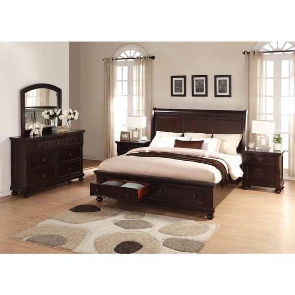 Shop Brishland Rustic Cherry King-size Storage Bedroom Set ...