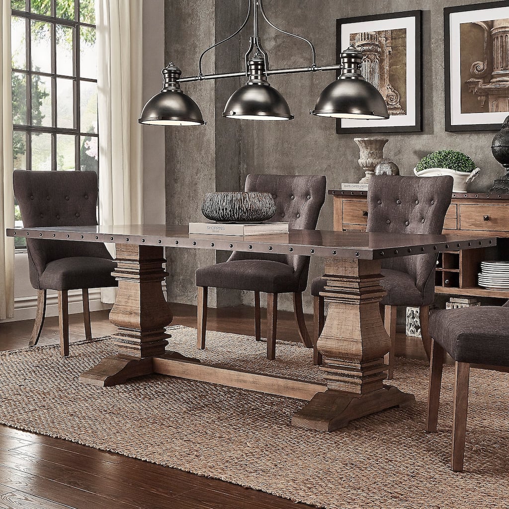 Janelle Wood and Zinc Balustrade 84-inch Rectangle Dining Table by iNSPIRE Q Artisan