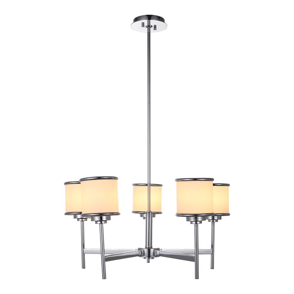 OVE Decors Max i Chrome-finish iron integrated LED Chandelier with Shades (Chrome) - Chandeliers For Bedrooms by Overstock.com