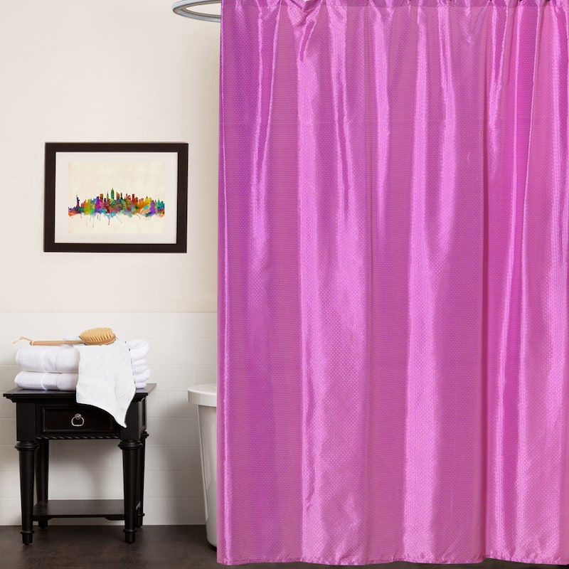 Polyester 70-inch x 72-inch Embossed Diamond-pattern Shower Curtain - Rose